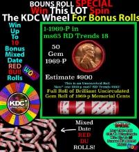 CRAZY Penny Wheel Buy THIS 1969-p solid Red BU Lincoln 1c roll & get 1-10 BU Red rolls FREE WOW