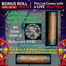 1-5 FREE BU Jefferson rolls with win of this 2010-d solid BU Jefferson 5c $2 Nickel roll & get 1-5 B