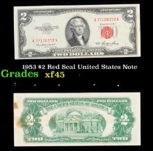 1953 $2 Red Seal United States Note Grades xf+