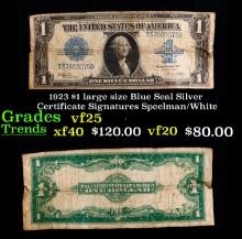 1923 Speelman/White $1 large size Blue Seal Silver Certificate Grades vf+