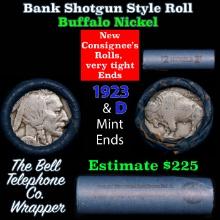 Buffalo Nickel Shotgun Roll in Old Bank Style 'Bell Telephone' Wrapper 1923 & d Mint Ends