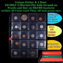 Unique Father & 2 Sons US ONLY Collection,The kids focused on Proofs and Dad on SILVER business stri