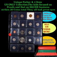 Unique Father & 2 Sons US ONLY Collection,The kids focused on Proofs and Dad on SILVER business stri