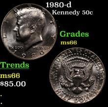 1980-d Kennedy Half Dollar 50c Grades GEM+ Unc