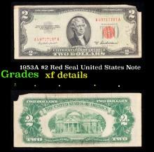 1953A $2 Red Seal United States Note Grades xf details