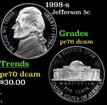 Proof 1998-s Jefferson Nickel 5c Grades GEM++ Proof Deep Cameo