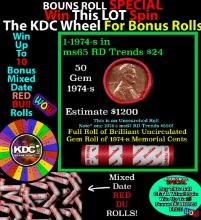 INSANITY The CRAZY Penny Wheel 1000s won so far, WIN this 1974-s BU RED roll get 1-10 FREE