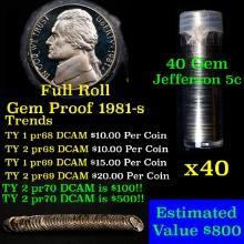 Gem Proof Roll 1981-s Jefferson nickel 5c, 40 pieces