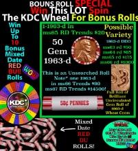 INSANITY The CRAZY Penny Wheel 1000s won so far, WIN this 1963-d BU RED roll get 1-10 FREE