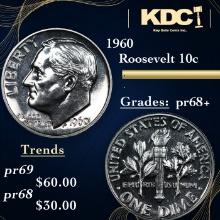 Proof 1960 Roosevelt Dime 10c Grades GEM++ Proof