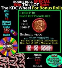 INSANITY The CRAZY Penny Wheel 1000s won so far, WIN this 1968-p BU RED roll get 1-10 FREE