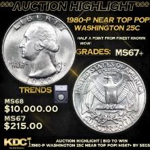 ***Auction Highlight*** 1980-p Washington Quarter Near TOP POP! 25c Graded ms67+ BY SEGS (fc)