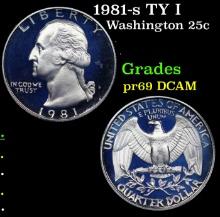 Proof 1981-s TY I Washington Quarter 25c Grades GEM++ Proof Deep Cameo