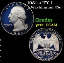 Proof 1981-s TY I Washington Quarter 25c Grades GEM++ Proof Deep Cameo
