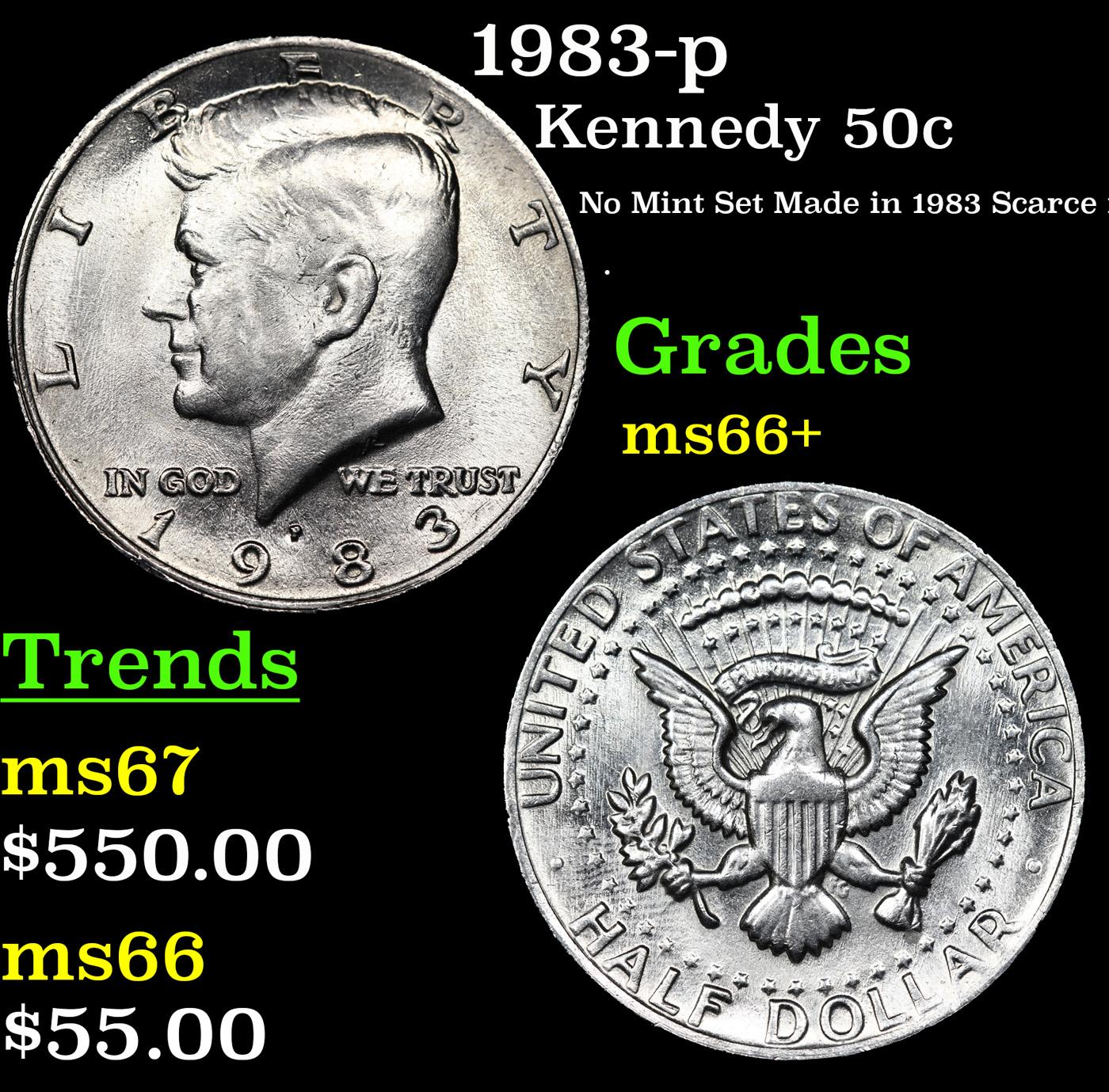 1983-p Kennedy Half Dollar 50c Grades GEM++ Unc