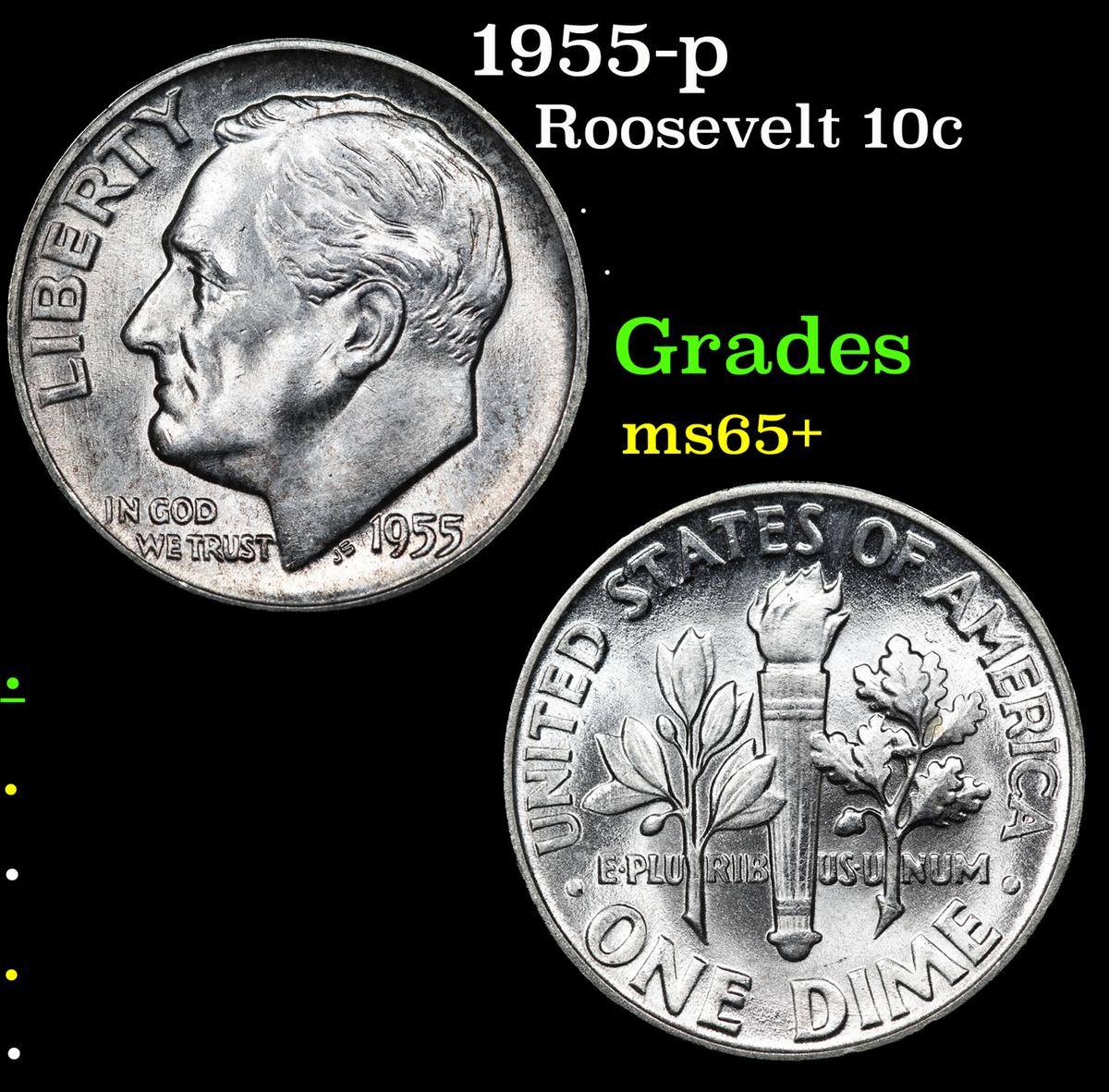 1955-p Roosevelt Dime 10c Grades GEM+ Unc