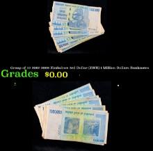 Group of 10 2007-2008 Zimbabwe 3rd Dollar (ZWR) 1 Million Dollars Banknotes Grades