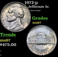 1972-p Jefferson Nickel 5c Grades GEM++ Unc