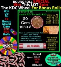 INSANITY The CRAZY Penny Wheel 1000s won so far, WIN this 1969-d BU RED roll get 1-10 FREE