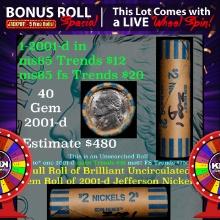 1-5 FREE BU Jefferson rolls with win of this2001-d 40 pcs Coin-Tainer $2 Nickel Wrapper