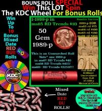 INSANITY The CRAZY Penny Wheel 1000s won so far, WIN this 1989-p BU RED roll get 1-10 FREE