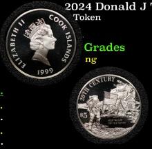 1999 Cook Islands Silver $5 Elizabeth II Moon Walk 20th Century Commem Proof Grades Brilliant Uncirc