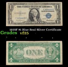 1935F $1 Blue Seal Silver Certificate Grades vf+