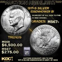***Auction Highlight*** 1971-s Silver Eisenhower Dollar $1 Graded ms67+ By SEGS (fc)