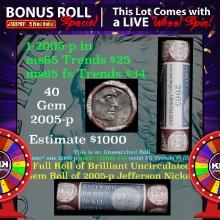 1-5 FREE BU Nickel rolls with win of this 2005-d Bison 40 pcs US Mint $2 Nickel Wrapper
