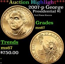 ***Auction Highlight*** 2007-p George Washington Position B Presidential Dollar TOP POP! $1 Graded m