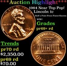 Proof ***Auction Highlight*** 1964 Lincoln Cent Near Top Pop! 1c Graded pr69+ rd BY SEGS (fc)