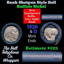 Buffalo Nickel Shotgun Roll in Old Bank Style 'Bell Telephone' Wrapper 1926 & d Mint Ends