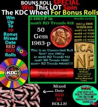 INSANITY The CRAZY Penny Wheel 1000s won so far, WIN this 1963-p BU RED roll get 1-10 FREE