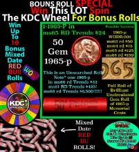 INSANITY The CRAZY Penny Wheel 1000s won so far, WIN this 1965-p BU RED roll get 1-10 FREE