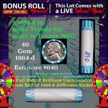 INSANITY The CRAZY Nickel Wheel 1000s won so far, WIN this 1964-d BU  roll get 1-5 FREE