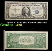 1957A $1 Blue Seal Silver Certificate Grades vf++