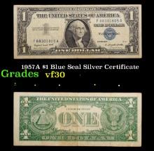 1957A $1 Blue Seal Silver Certificate Grades vf++