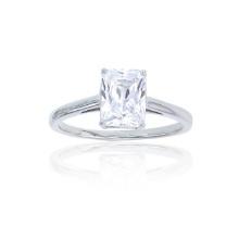 Decadence Sterling SIlver Rhodium 6x9mm Oval Cut Solitaire Ring Size 9