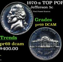 Proof 1970-s Jefferson Nickel TOP POP! 5c Graded pr69 DCAM By SEGS