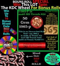INSANITY The CRAZY Penny Wheel 1000s won so far, WIN this 1965-p BU RED roll get 1-10 FREE