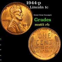 1944-p Lincoln Cent 1c Grades GEM Unc RB
