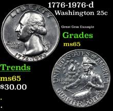 1776-1976-d Washington Quarter 25c Grades GEM Unc