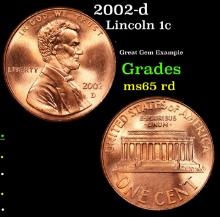 2002-d Lincoln Cent 1c Grades GEM Unc RD