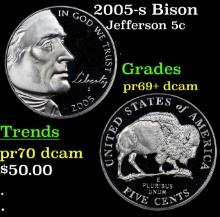 Proof 2005-s Bison Jefferson Nickel 5c Grades GEM++ Proof Deep Cameo
