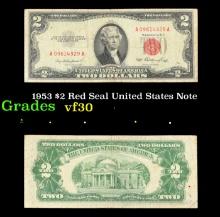 1953 $2 Red Seal United States Note Grades vf++