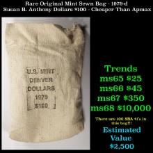 Rare Original Mint Sewn Bag - 1979-d Susan B. Anthony Dollars $100 - Cheaper Than Apmax