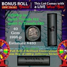 CRAZY Nickel Wheel Buy THIS 1998-p solid  BU Jefferson 5c roll & get 1-5 BU rolls FREE WOW