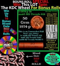 INSANITY The CRAZY Penny Wheel 1000s won so far, WIN this 1974-p BU RED roll get 1-10 FREE