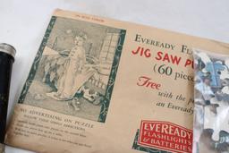 Eveready Flashlight, 1930's Jig Saw Puzzle & More