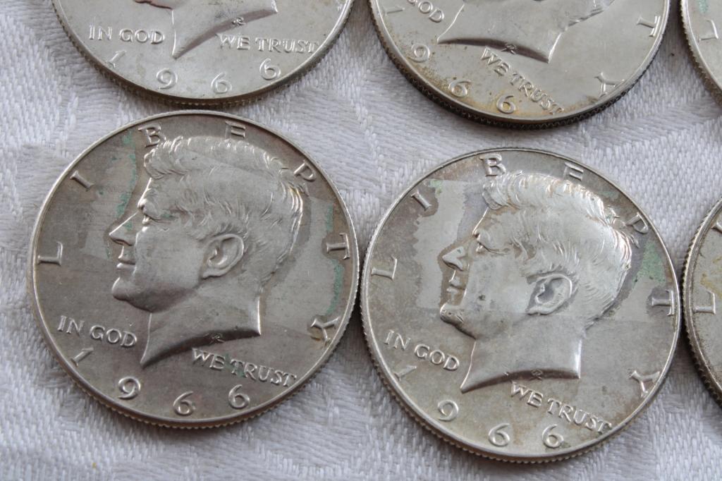 16 40% Silver 1966 Kennedy Half Dollars